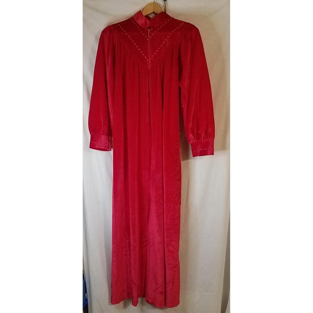 Allendale vintage 1/2 zip red Robe sz M Long Maxi Arnel Nylon